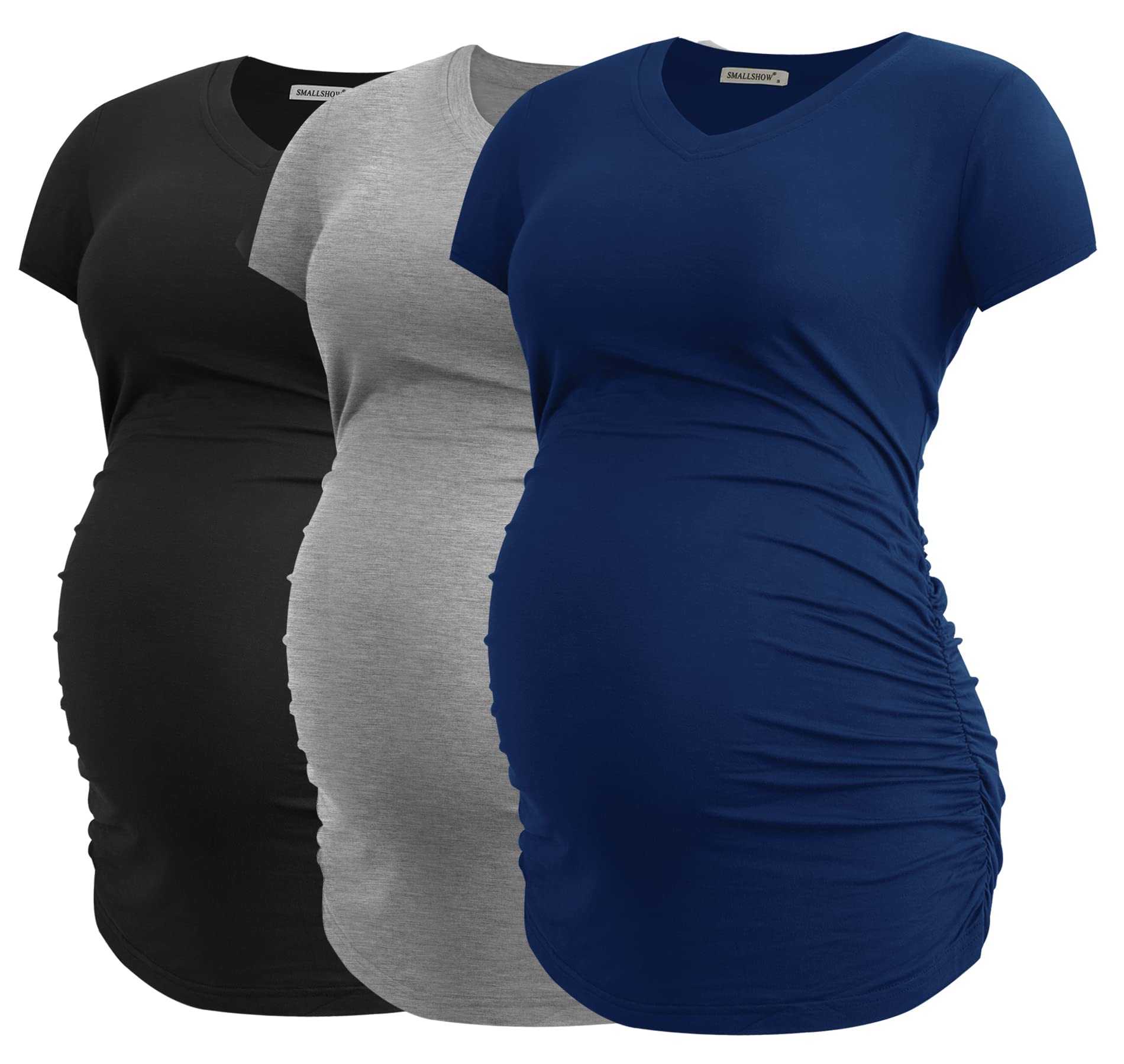 Smallshow - Camiseta de embarazo con cuello en V para mujer - - X-Large