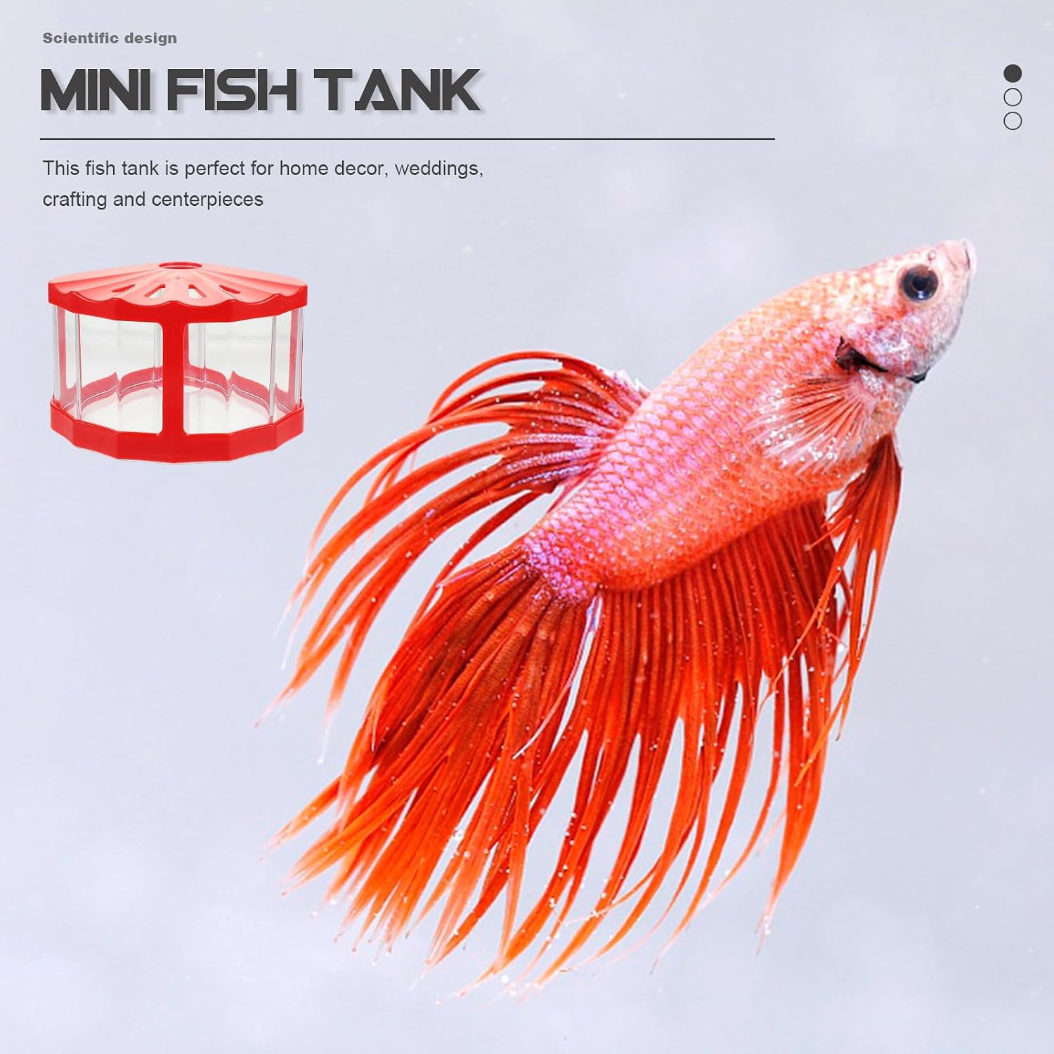 2pcs Red Mini Betta Fish Tank with High Transparency Plastic Aquarium | Desktop Decor for Weddings and Centerpieces, Simple Elegant Creative Style