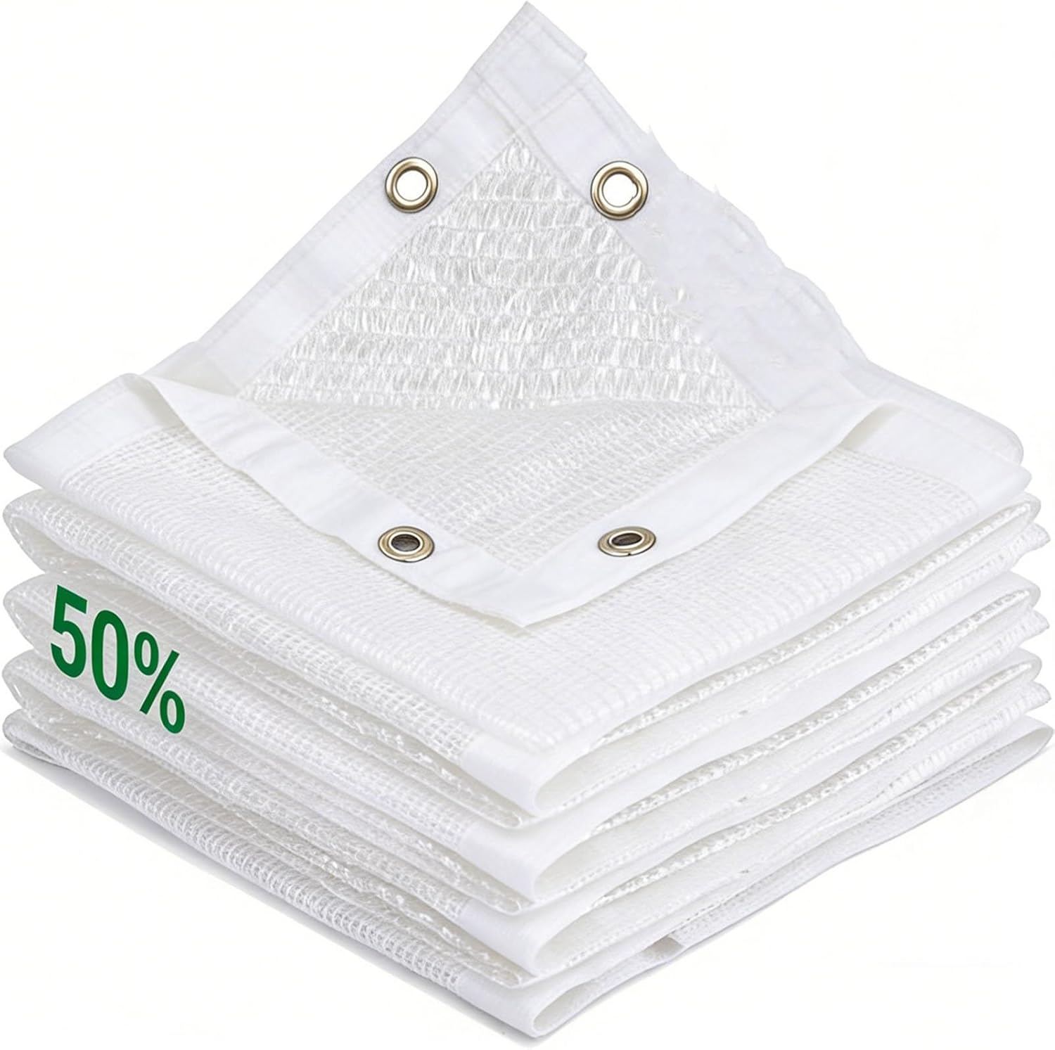 White Shade Cloth for Garden, 50% Mesh Tarp with Grommets Sun Shade Cloth for Greenhouse, Plants Cover, Patio and Chicken Coops, White Shade Net for Outdoor UV Resistant(10x20FT)