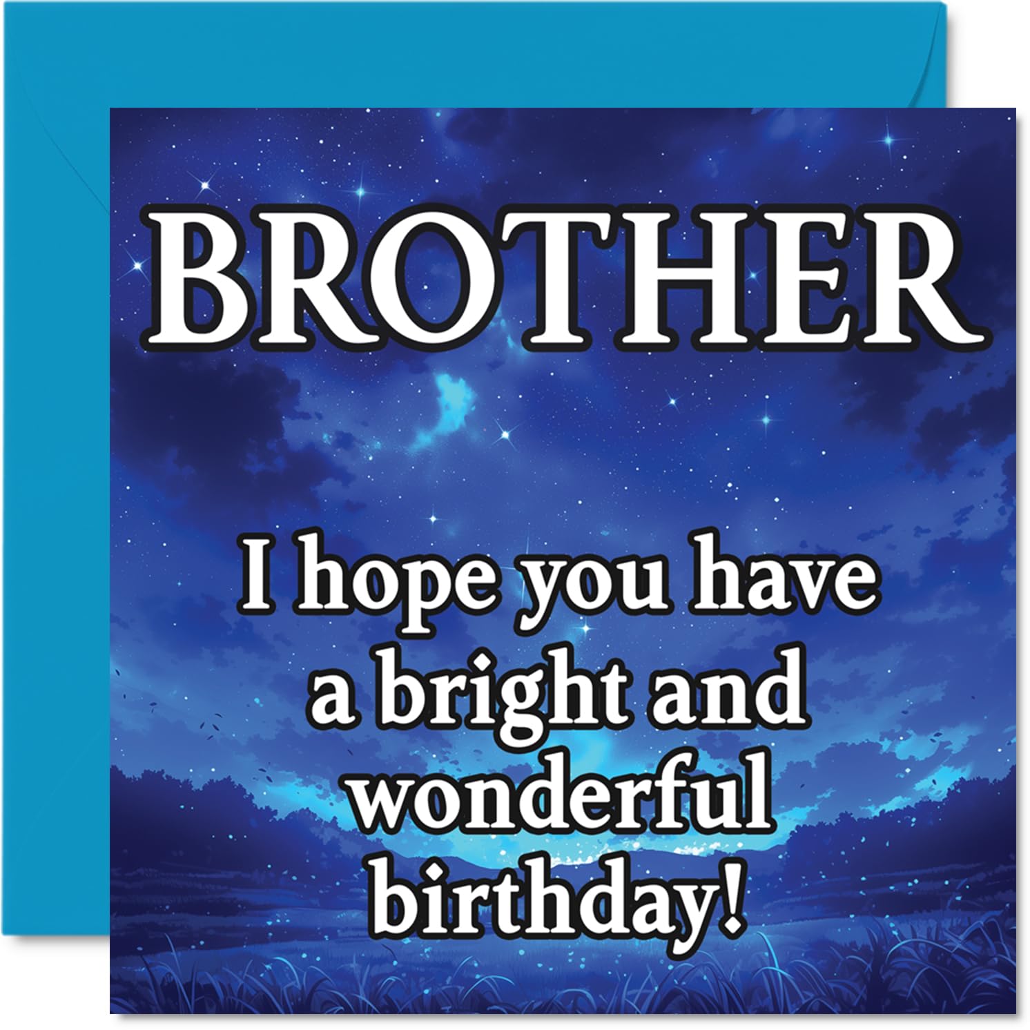 Brother Birthday Card - Magical Night Sky - Happy Birthday Card for Brother from Sister Sibling, 145mm Bright and Wonderful Sentiment Bday Greeting Cards