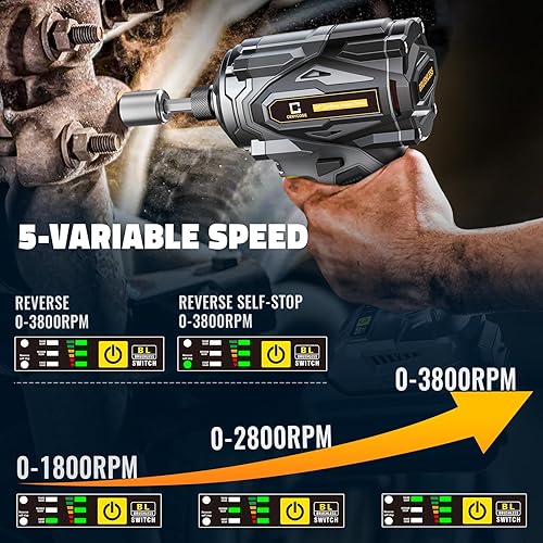 Miniatura 4 de Destornillador de impacto inalámbrico compatible con batería DeWalt de 20 V, 2800 In-lbs sin escobillas destornillador de impacto hexagonal de 1/4