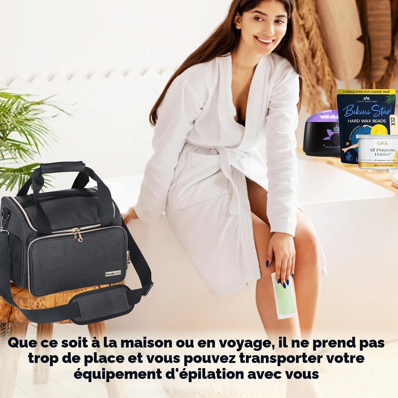 Kit de Transport Universel pour épilation Cire Compatible avec Tress Wellness – Organiseur Portable pour Chauffe-Cire, Grains et Accessoires
