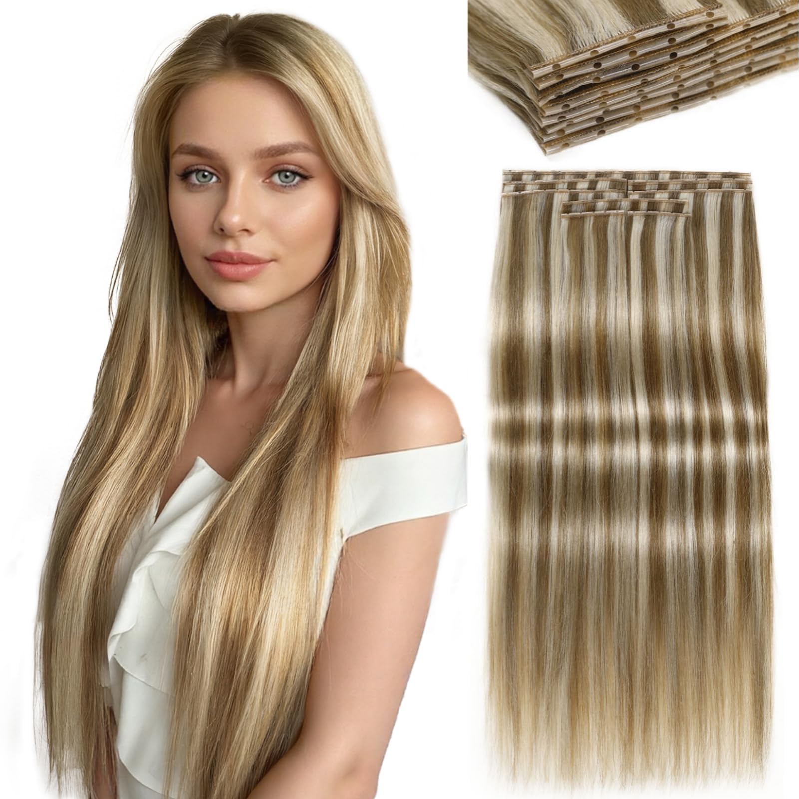 22 Inch Human Hair Extensions Micro Bead Weft 50g Glue Free Reusable Amazon.com : LADY MIRANDA 22 Inch Beaded Weft Hair  main image 3