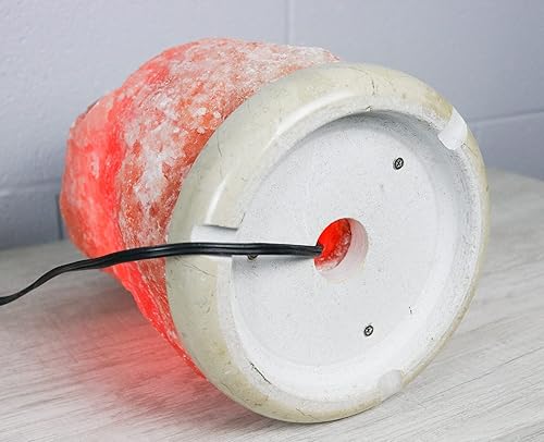 Miniatura 4 de Himalayan Secrets Lámpara de sal XL con base de mármol cristal rosa natural cable regulador y bombilla incluidos 44-55 libras