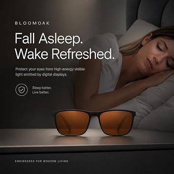 Bloomoak-99% Blue Light Blocking Glasses-Gaming Glasses-Anti Glare - Anti Fatigue-TR90 Material-Suitable for Screens, Games, TVs, Mobile Phones (Amber - 99% - Black Frame)