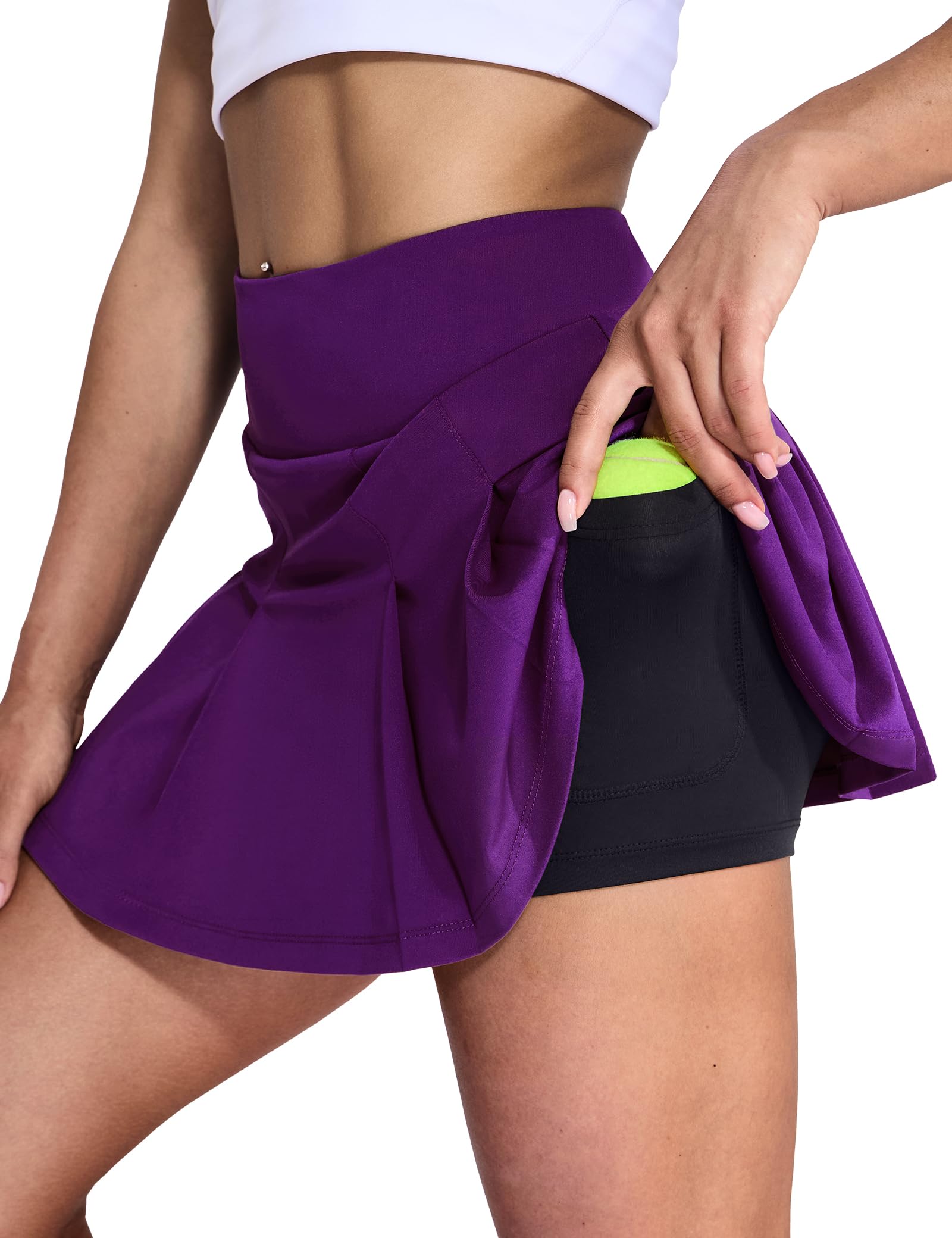 MIER Jupes de tennis plissées pour femme avec poche doublée, jupe-short athlétique taille haute pour la course à pied, l'entraînement, le sport