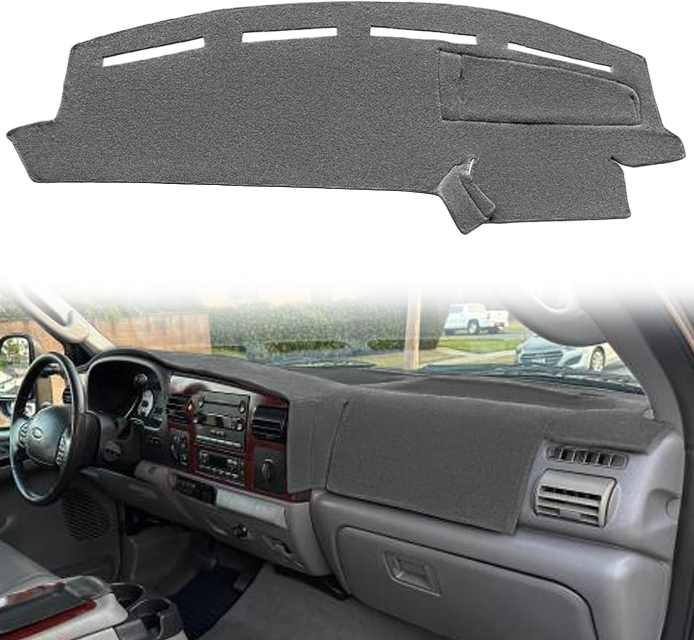 Yiz Dashboard Cover Dash Cover Mat Pad Carpet Custom Fit for 2005 2006 2007 Ford F250 F350 F450 F550 Super Duty Pickup Truck (Dark Gray) J134