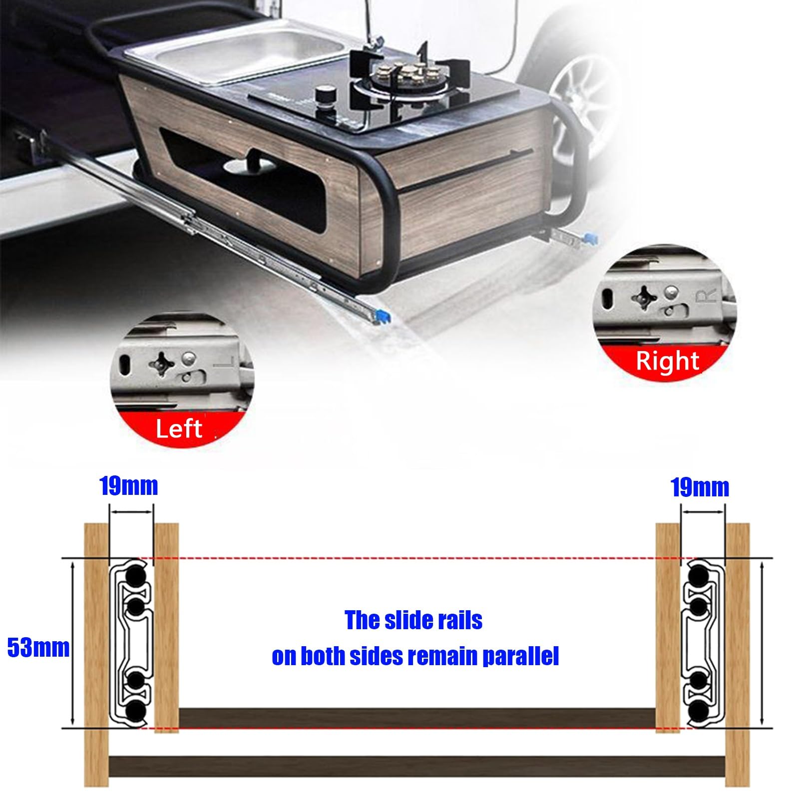 Guías Deslizantes For Cajones Con Cerradura, Rodamientos De Bolas De Extensión Completa, Desmontables, For Bastidores De Carga, Gabinetes De Maquinaria(400mm/16in)