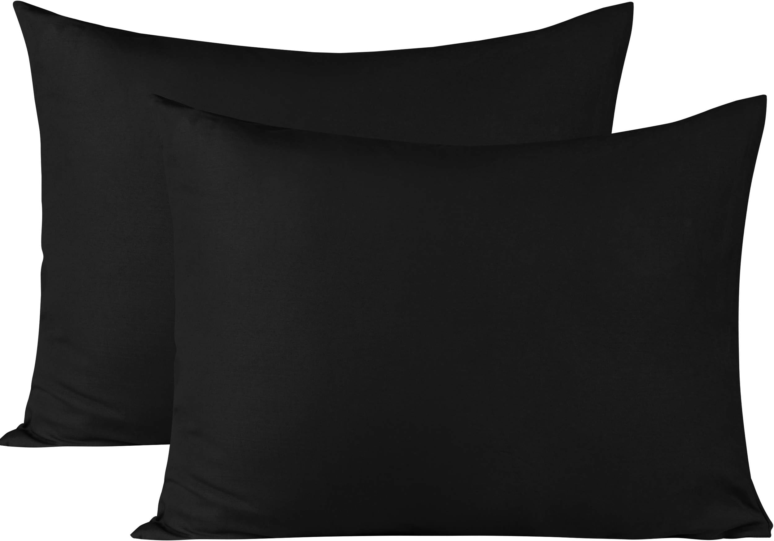 BEDSUM Microfiber Standard Pillowcases Set of 2, Soft Wrinkle Resistant and Easy Care Pillow Cases with Envelope Closure for Kids, 20x26 inches, Black