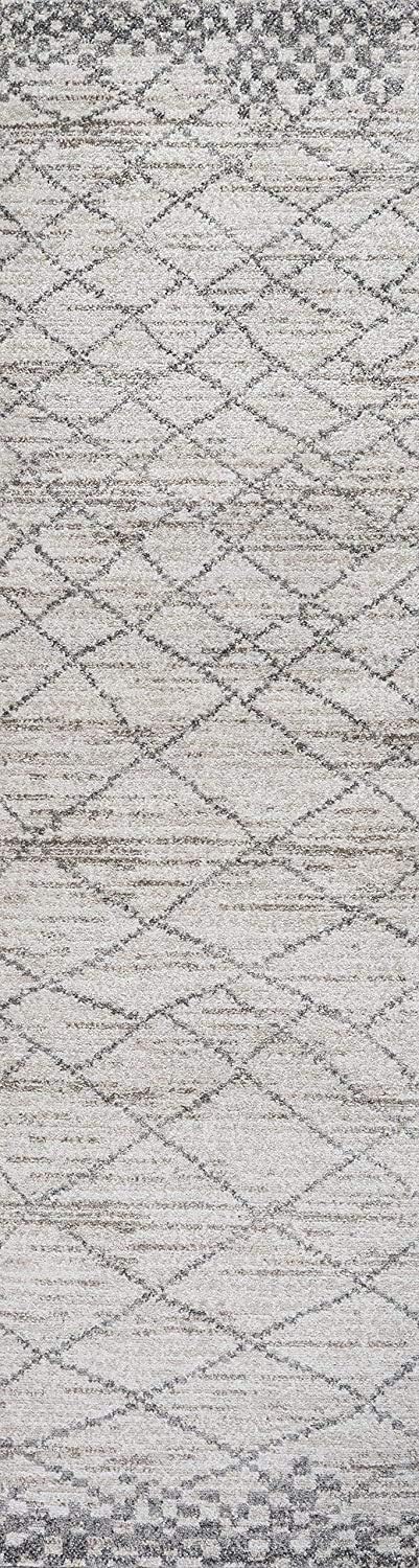JONATHAN Y Asilah Diamond Light Gray Runner Rug, 2x10, Moroccan Modern, Bohemian, Casual, Easy-Cleaning for Living Room, Bedroom, Kitchen, Pet Friendly, Non-Shedding (MOH300A-210)