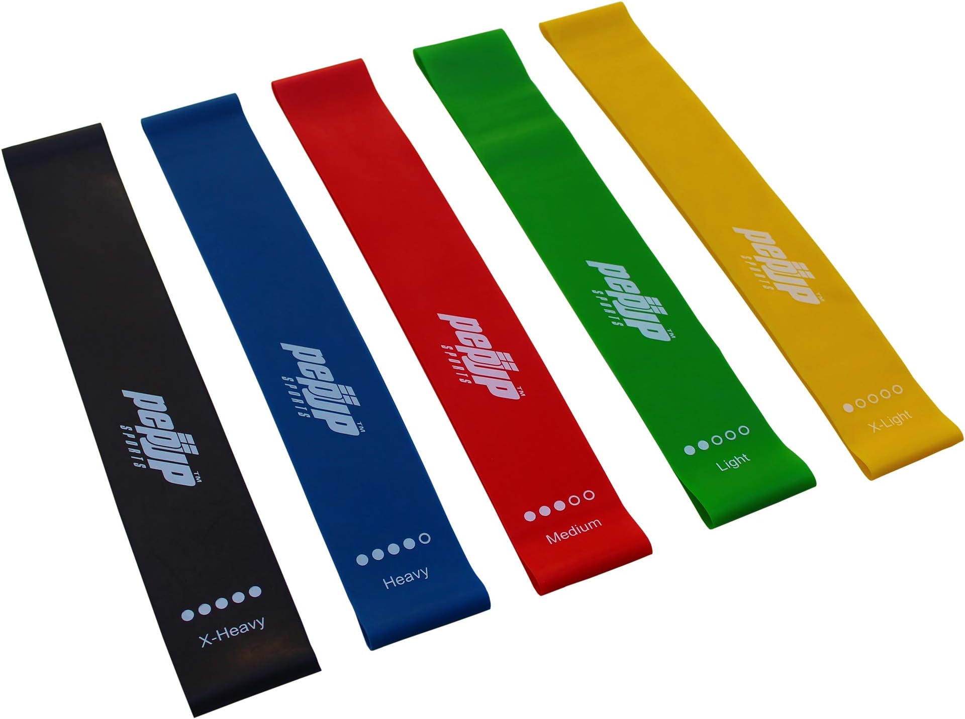 Pepup Exercise Resistance Loop Bands Rubber for Workout, Home Fitness, Athletic Training, Stretching, Physical Therapy, Yoga - Set of 5, 5 Resistance Levels