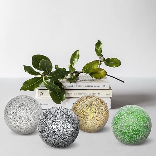Miniatura 24 de Bolas decorativas para cuencos, bolas decorativas de 3.15 pulgadas, orbes y esferas decorativas agrietadas para rellenos de jarrones, centro de mesa