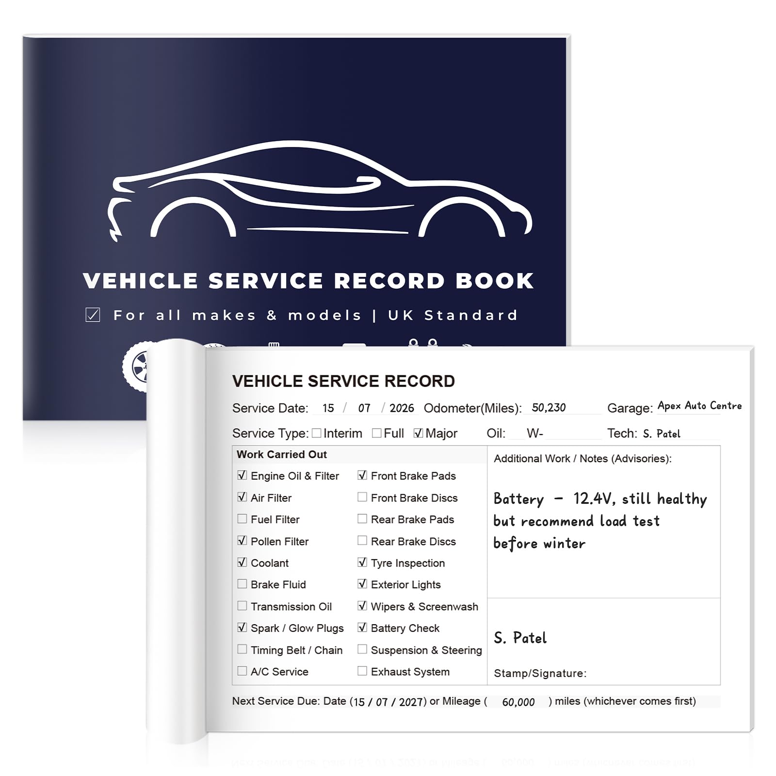 A6 Car Service Book 48 Pages Vehicle Maintenance Log Book with 40 Service Records Car Service History Maintenance Record Book Service Booklet for Car Track Maintenance Mot Road Tax Auto Care