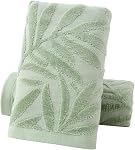 Ensemble de serviettes à main Pidada de 4 pièces motif feuille 100 % coton absorbant doux, serviette décorative pour salle de bain (marron clair)