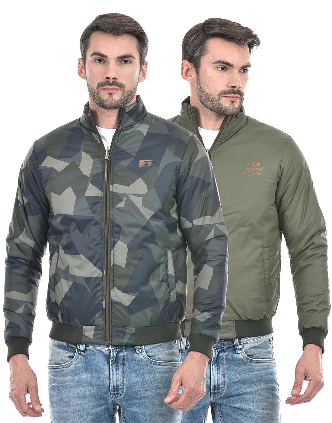 LAWMAN PG3Mens Green Reversible Jacket ||High Neck || Jackets for Men winter wear || Stylish latest full sleeve jackets for men || Standard Length Polyester mens jacket