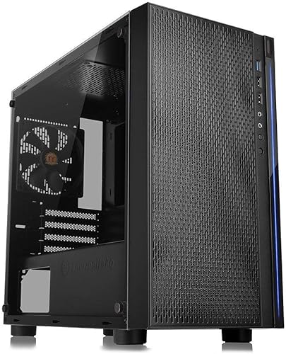 Thermaltake Versa H18 CA-1J4-00S1WN-01 - Gabinete de computadora para videojuegos, Micro ATX, cristal templado, color negro
