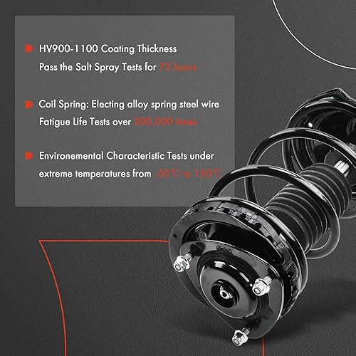 Miniatura 4 de A-Premium Par trasero (2) conjunto completo de resorte y resorte helicoidal compatible con Subaru Impreza 2002 2003, vagón, lado del conductor y del