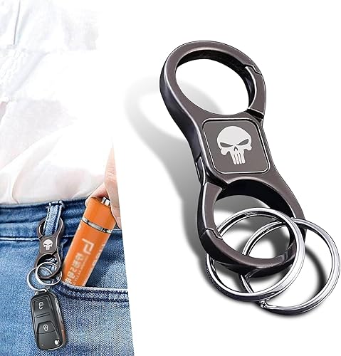 Miniatura 6 de Flygun 1 llavero de metal bidireccional para automóvil, llavero de liberación rápida con 2 llaveros desmontables, organizador universal para llaves