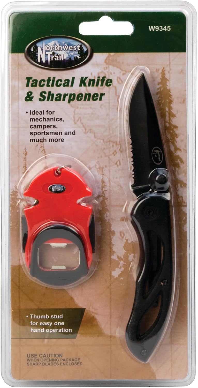 Performance Tool W9345 Northwest Trail Tactical Knife with Sharpener