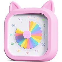 Owliwise Visual Timer for Kids, 60 Minute Countdown Timer with Silent Operation, Cute Pomodoro Rainbow Disk Time Management Tool for Classroom and Home Study, for Kids Desk, Office Desk and Meetings