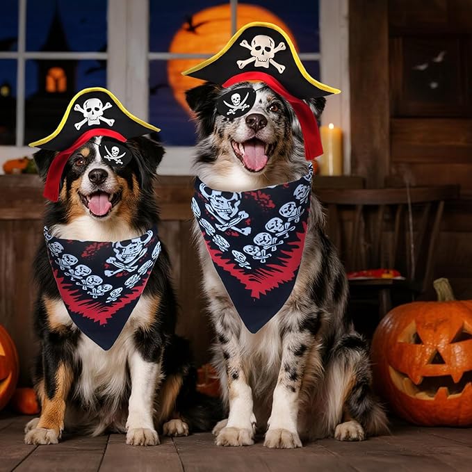Disfraz de Pirata para Perro Halloween 3 en 1 con Sombrero, Bandana y Parche miniatura 4