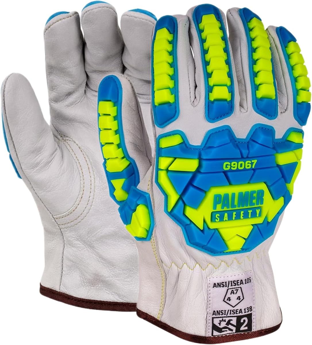 PS360 Cut Resistant Work Gloves ANSI A7, Impact Resistant Goatskin Leather, Hi-Vis TPR