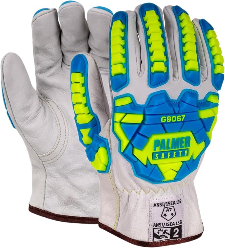 PS360 Cut Resistant Work Gloves ANSI A7, Impact Resistant Goatskin Leather, Hi-Vis TPR