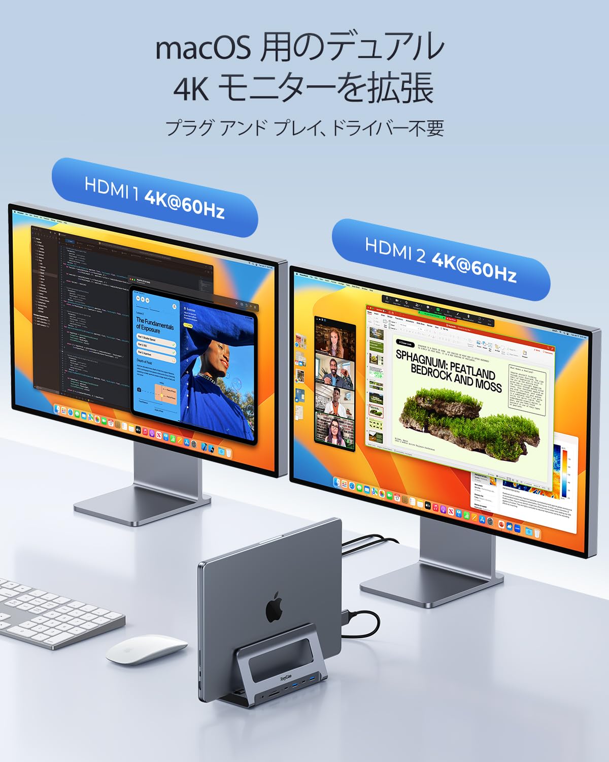 RayCue USB-C ドッキングステーション - デュアルモニター Amazon.co.jp: RayCue USB-C ドッキングステーション - デュアル