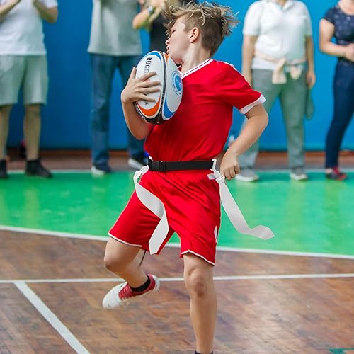 Miniatura 5 de Junkin 6/10 jugadores bandera fútbol conjuntos ajustables cinturones de fútbol y banderas para jóvenes, adolescentes, niños, adultos, jugadores
