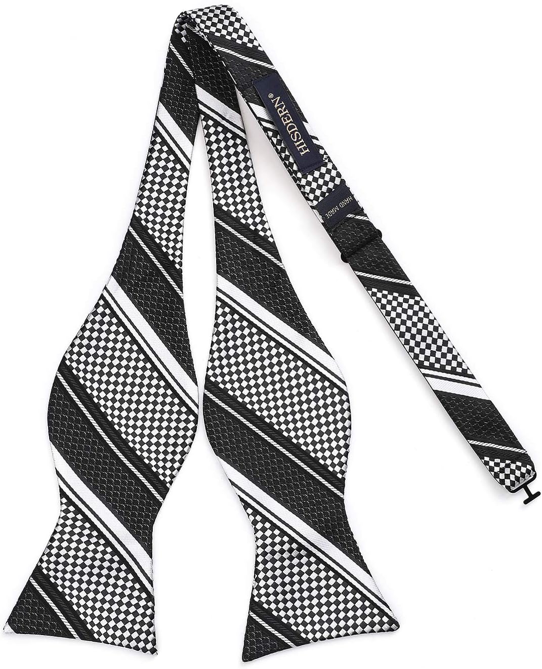 HISDERN Bow Ties for Men Striped Bowties Men's Self Tie Bowtie Handkerchief Formal Tuxedo Wedding Bowties and Pocket Square - Image 4