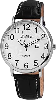 Orologio da uomo argento nero analogico data metallo pelle quarzo orologio da polso
