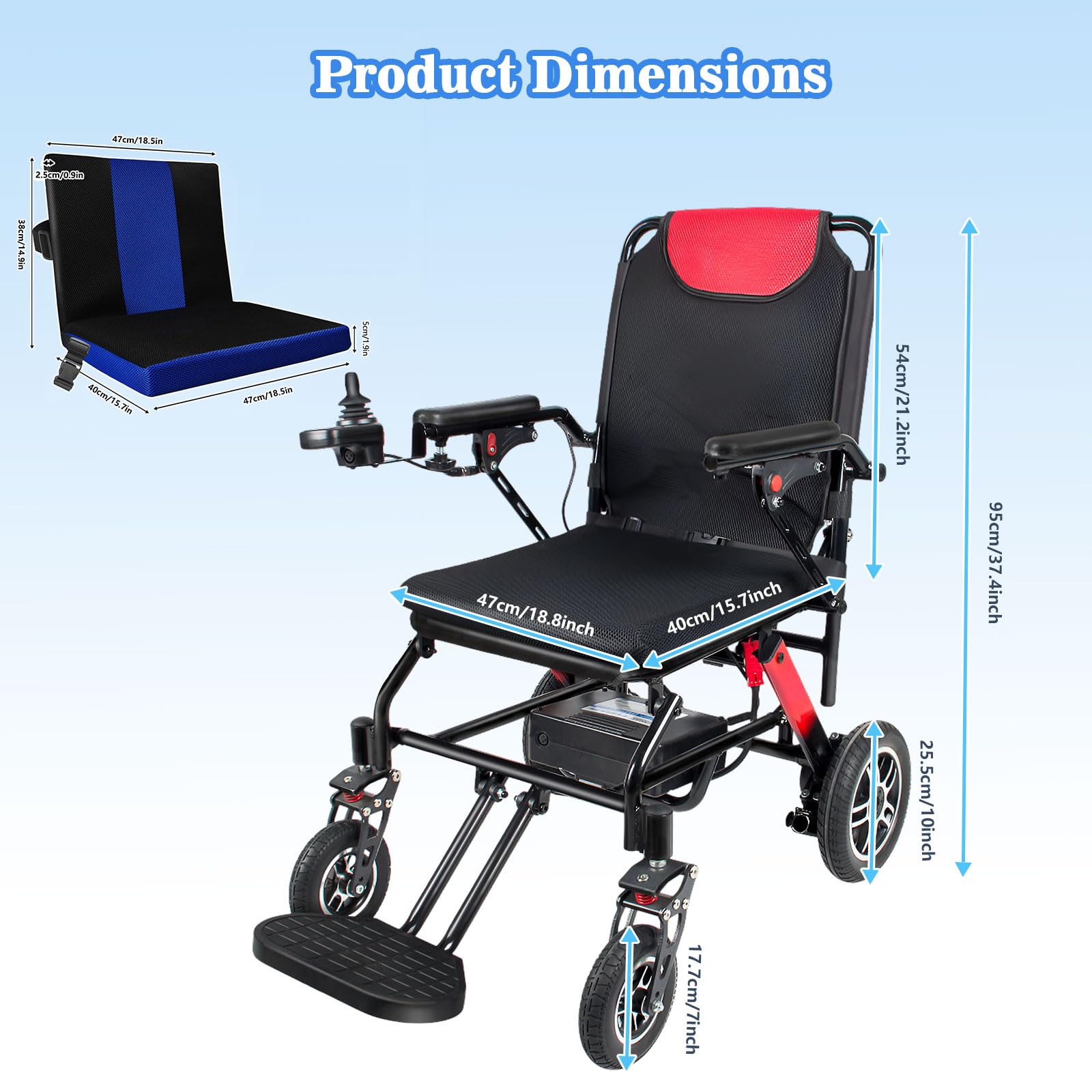 Fauteuil Roulant Électrique Pliable pour Adultes, Autonomie De 21 Km, Fauteuil Roulant Électrique Léger Aide À La Mobilité Tout-Terrain pour Les Personnes Âgées Et Handicapées