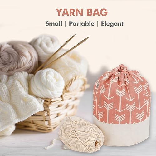 Vista 64 de TOGETRUE Bolsa de hilo, pequeña bolsa de ganchillo para tejer, organizador de bolsas de almacenamiento de hilo portátil para proyectos de ganchillo