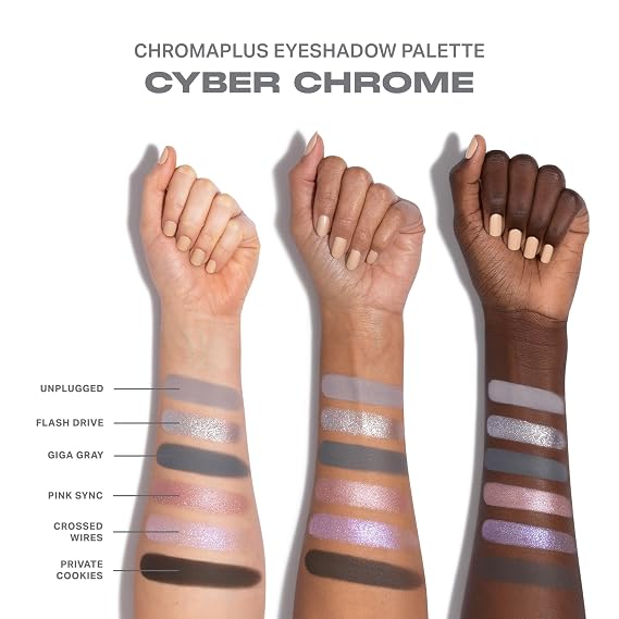 Morphe ChromaPlus 6-Pan Eyeshadow Palette - High Pigment Eye Makeup with Shimmer, Matte & Metallic Eye Shadow - Neutral Eyeshadow Makeup Collection for All-Day Wear - Cyber Chrome (0.26 oz)