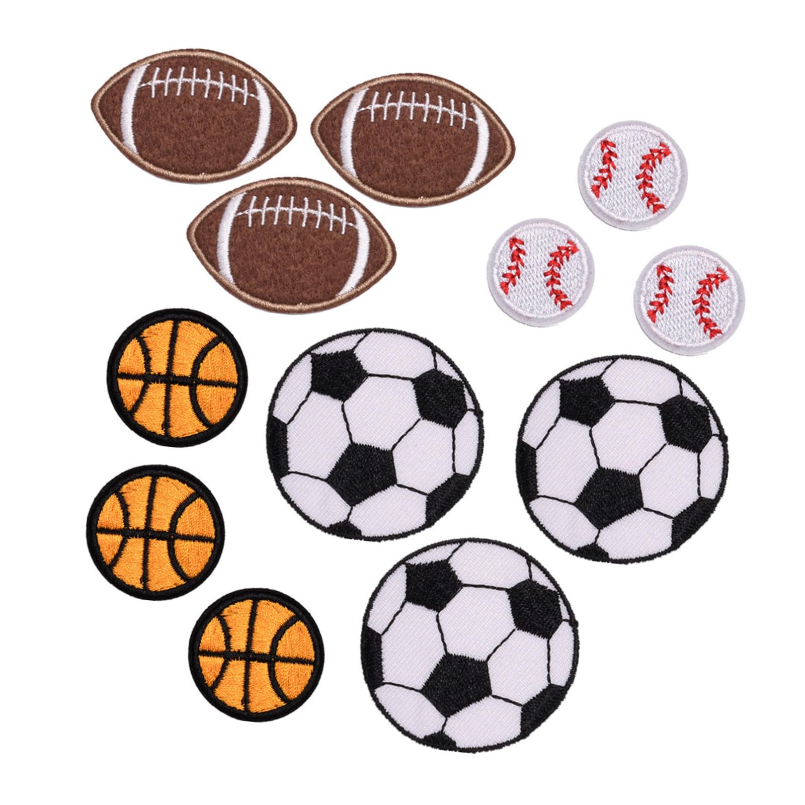 NEWFT 12 Pcs Football Embroidered Iron on Patches Sew on Embroidered Applique Decoration Sewing Patches for Bag Jeans Clothes