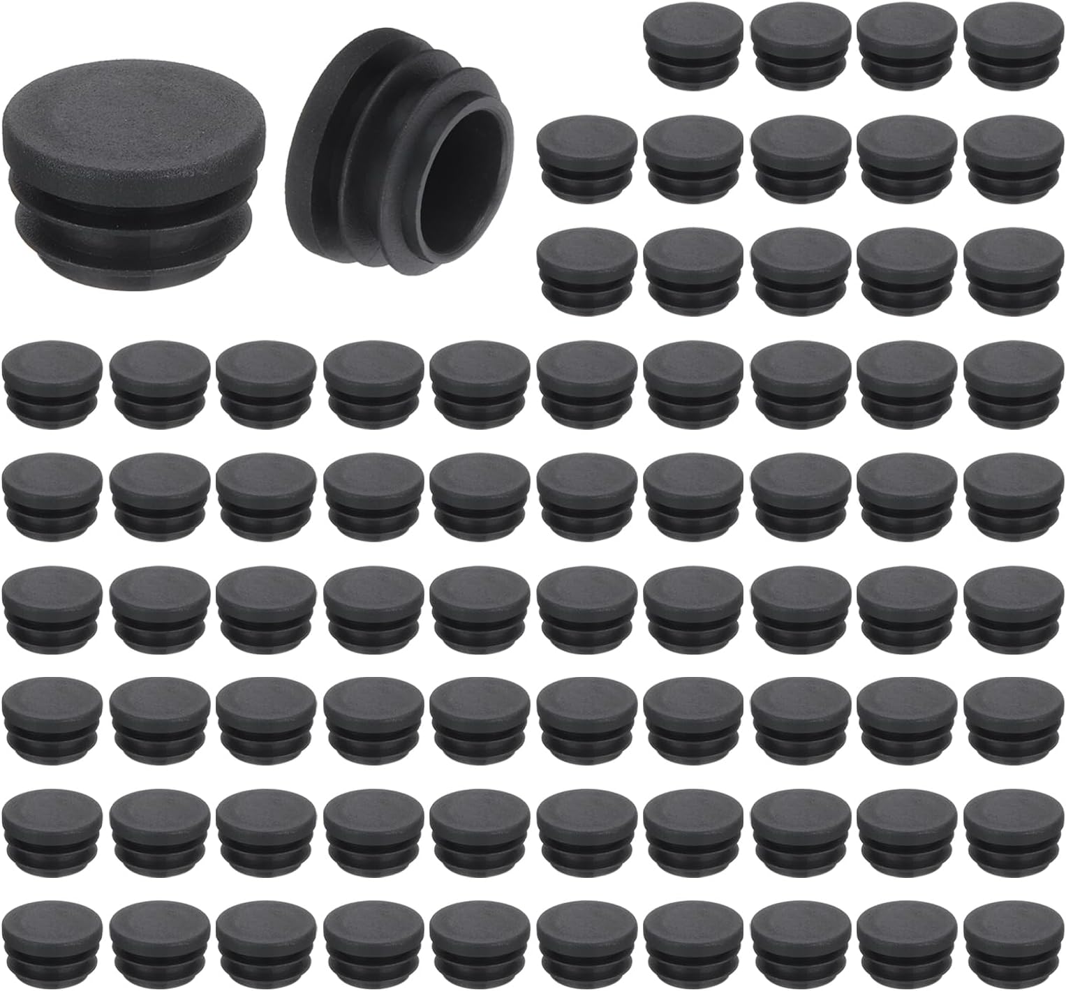 76 Pcs Round Plastic Plug, Black Tubing End Cap Plugs, 22mm(0.87 Inch) Furniture Leg Pipe Insert, Glide Protection for Chair, Sofa, Table, Shelf