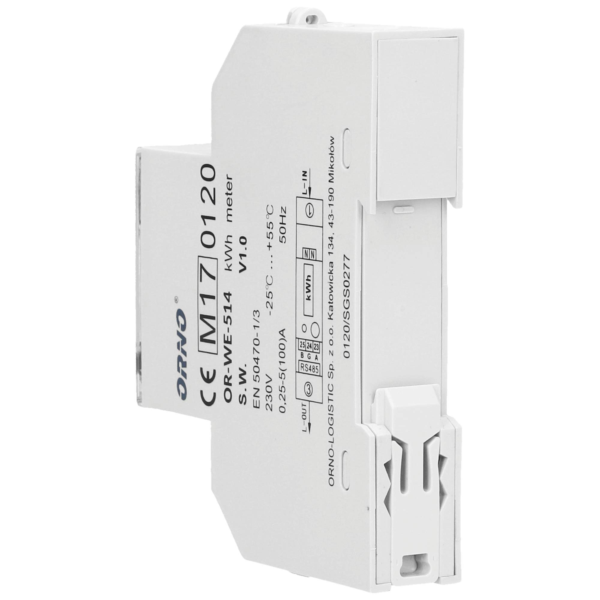 Orno Contador digital de corriente alterna con pantalla LCD con puerto RS485 y certificado MID, consumo de energía 100 A