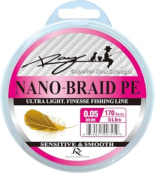 Ultra Slim Braided PE Fishing Line, Strong Knot Strength, Deign for Ultra Light Freshwater Fishing, Come with 3lb Test or 5lb Test, 170Yds Each Spool