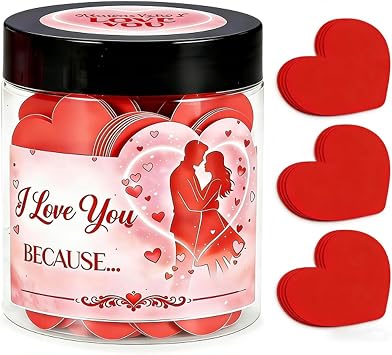 Anniversary Cards and Jar I love you Because Love Notes, Valentines Day Gifts, Love Card for Her, Valentine Gifts for Him, DIY Valentine Cards and I Love You Notes