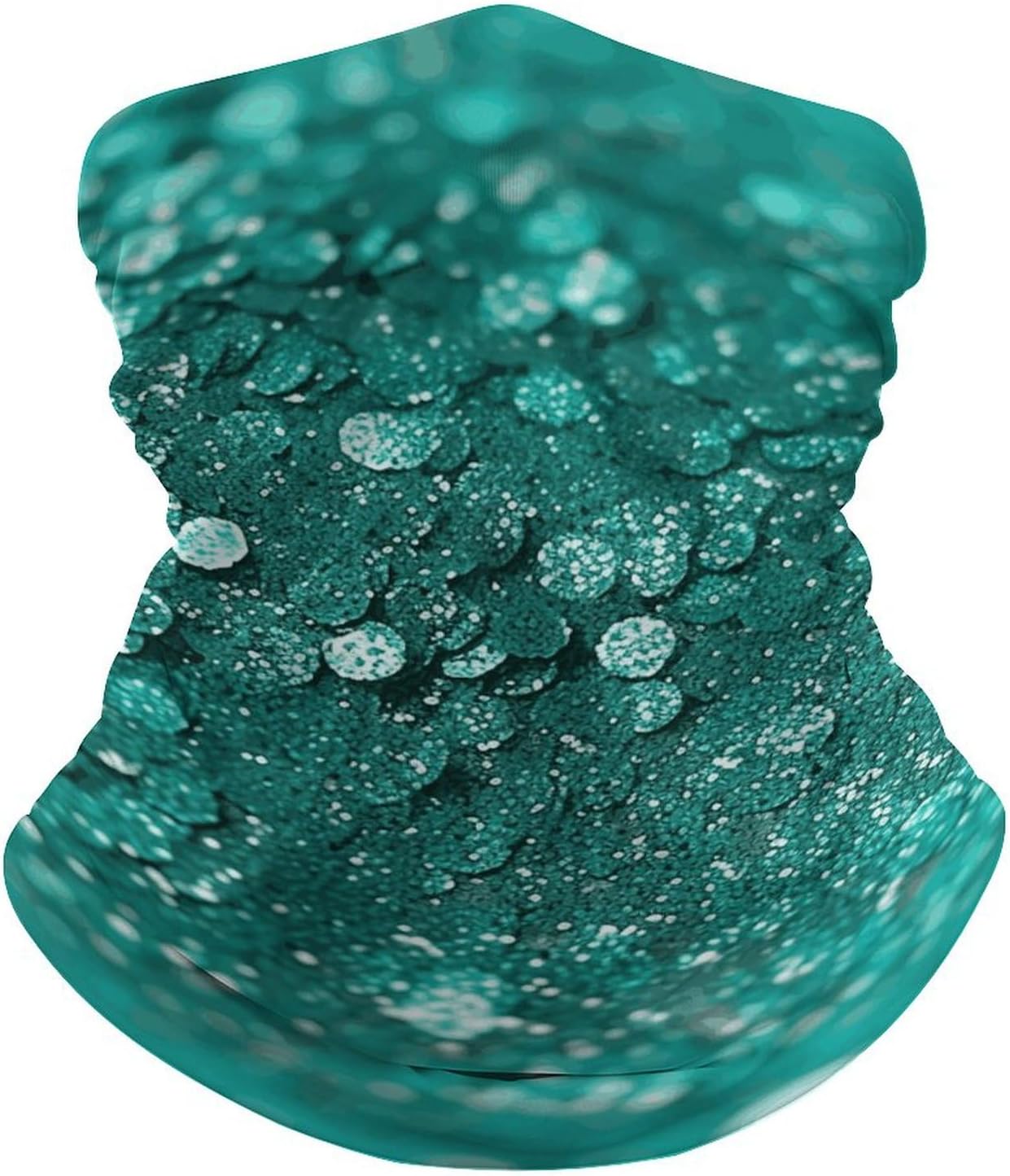 Neck Gaiter Face Mask for Cold Weather Turquoise Glitter Face Cover Scarf for Men Women Elastic Headbands Wind-proof Bandana for Skiing Fishing Hiking Cycling