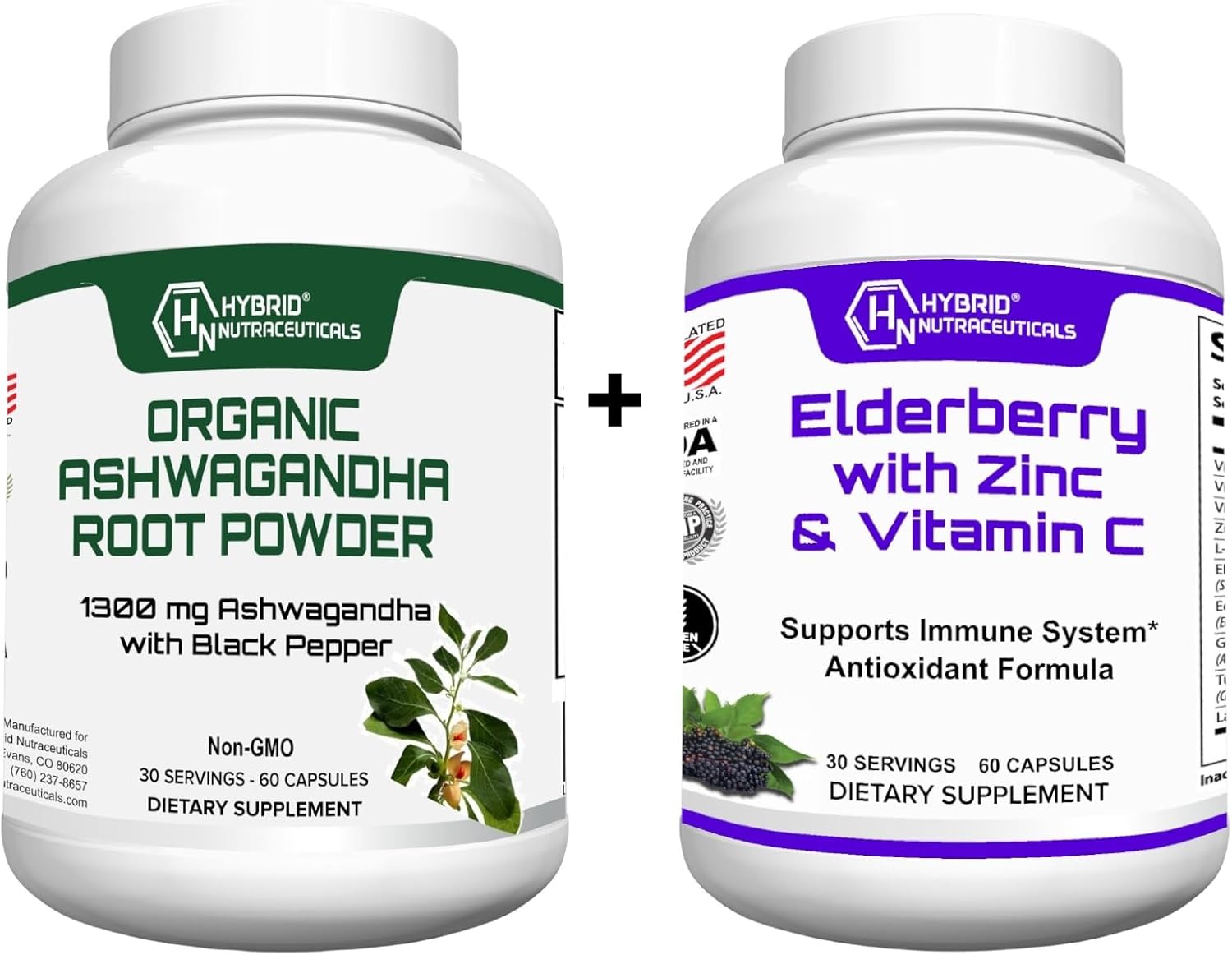 Organic Ashwagandha Root and Black Elderberry Blend with Echinacea, Turmeric and More
