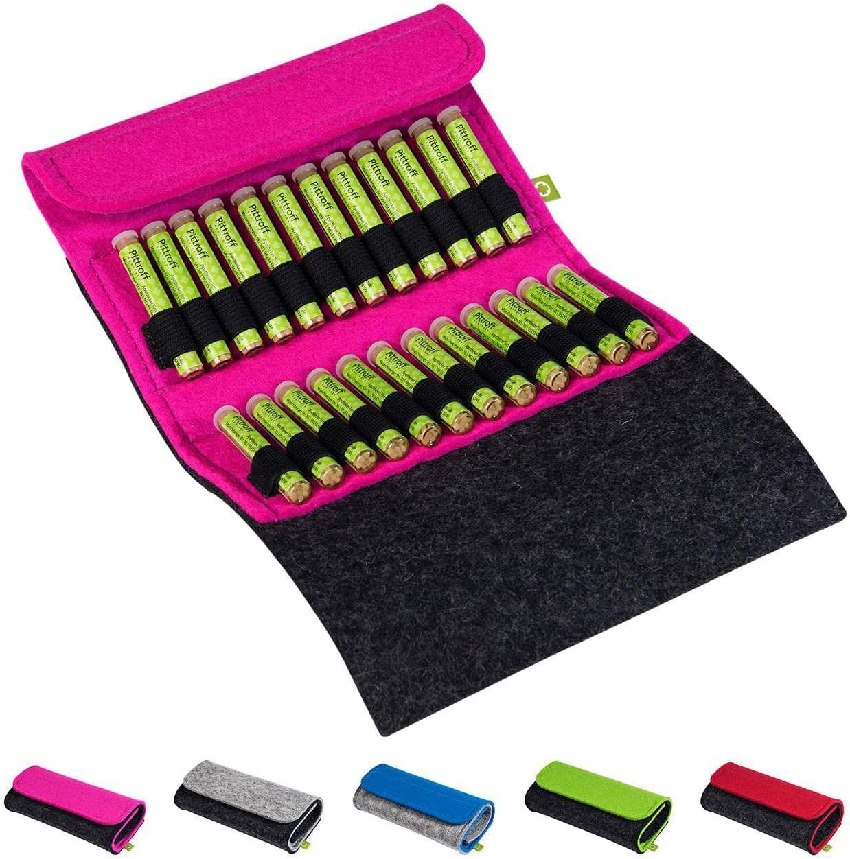Homeopathic Pocket Pharmacy Globules Bag for the Book Quickfinder Homeopathy GU by Dr. Markus Wiesenauer Filled with 24 Globules Glass Made of Real Felt Pink