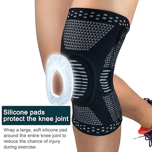 Miniatura 5 de Owlike Rodillera de compresión, protector de rodillera, estabilizador de rótula con soporte de resorte para baloncesto, gimnasio y menisco,