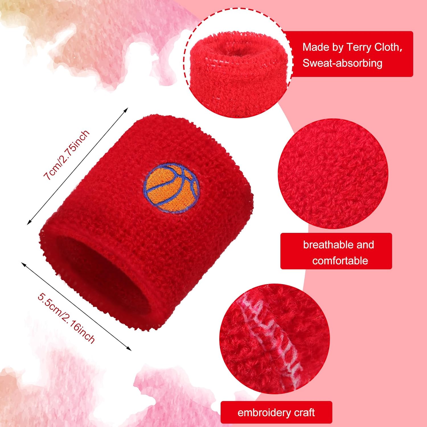 36 Pieces Sports Wristbands for Kids Colorful Baseball Wrist Sweatbands Acrylic Yarn Wrist Bands Sweat Bands for School Students Sports Basketball Birthday Party Favors Supplies, 6 Colors - Image 2