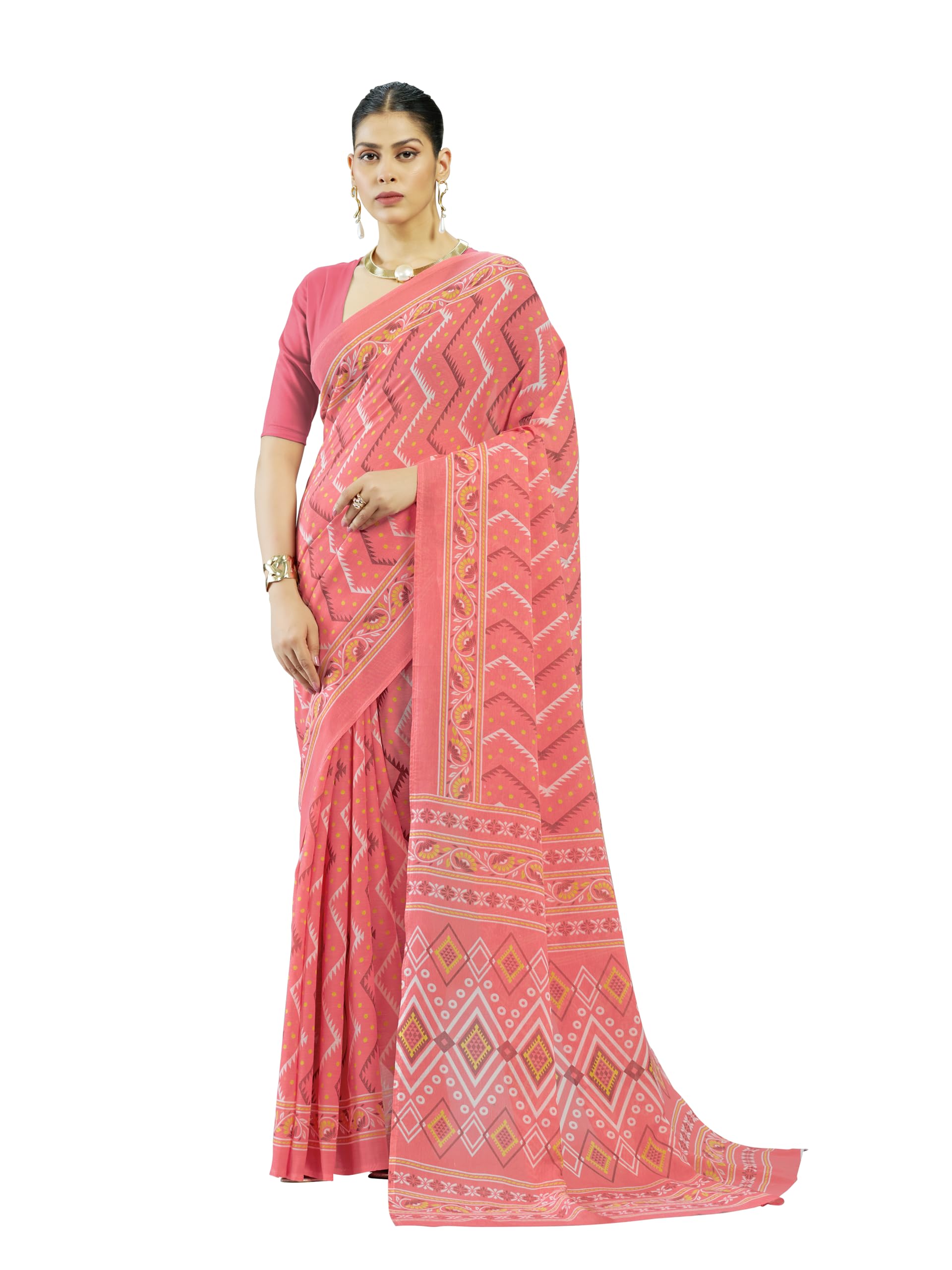 garden vareli Traditional Print Americano Chiffon Saree-picture-34