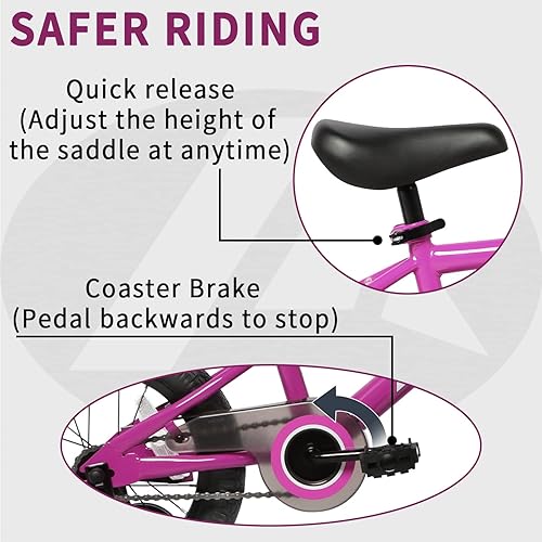 Miniatura 5 de AVASTA Bilbo - Bicicleta infantil de 14, 18, 20 pulgadas, para niños de 3 a 10 años, con soporte y doble freno de mano, asiento ajustable, varios