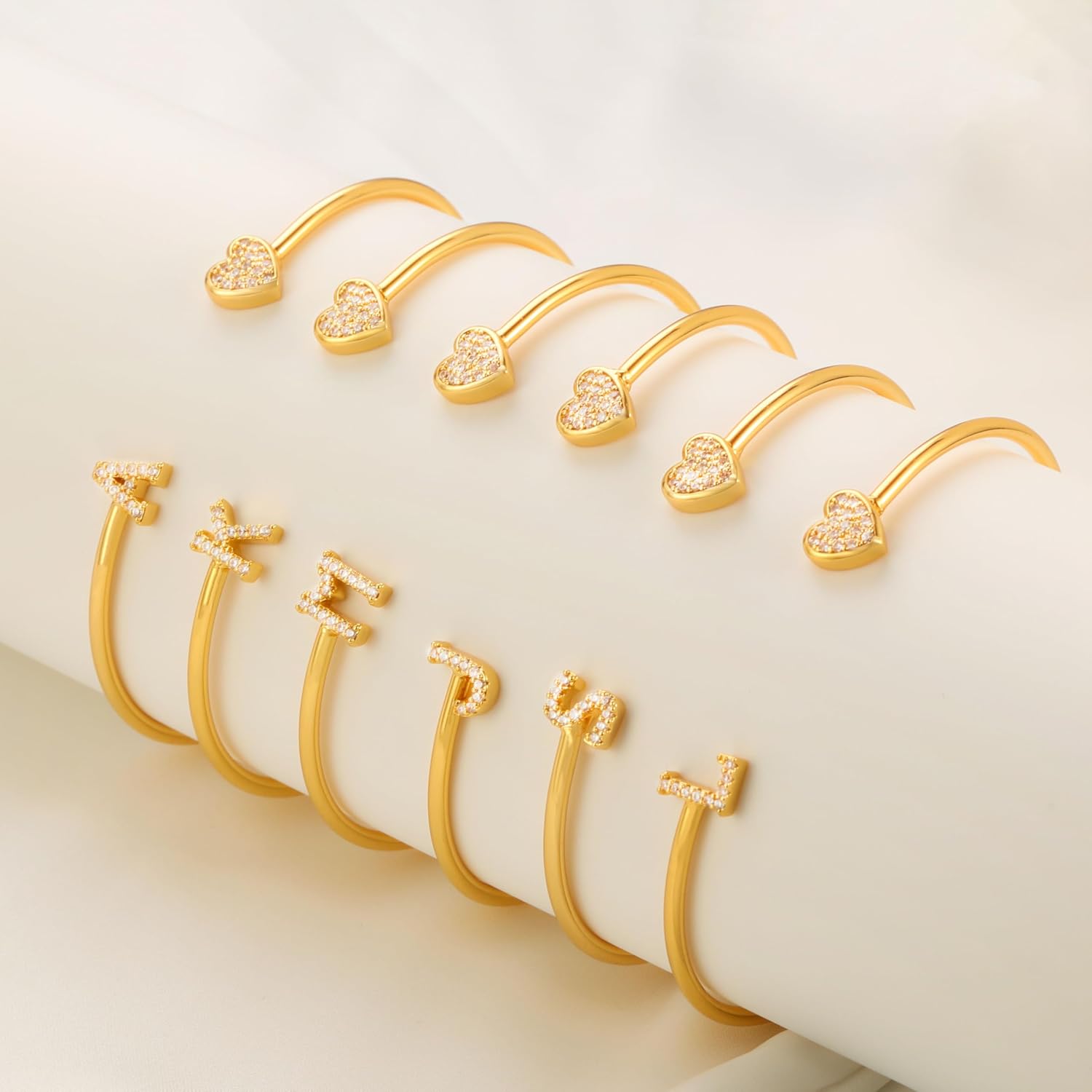 WFYOU Gold Initial Bracelets for Women Non Tarnish Dainty 14k Gold Plated Heart Initial Bracelet Letter A-Z Personalized Adjustable Bangle Bracelets Name Cuff Bracelet Birthday Gifts for Women Jewelry - Image 7