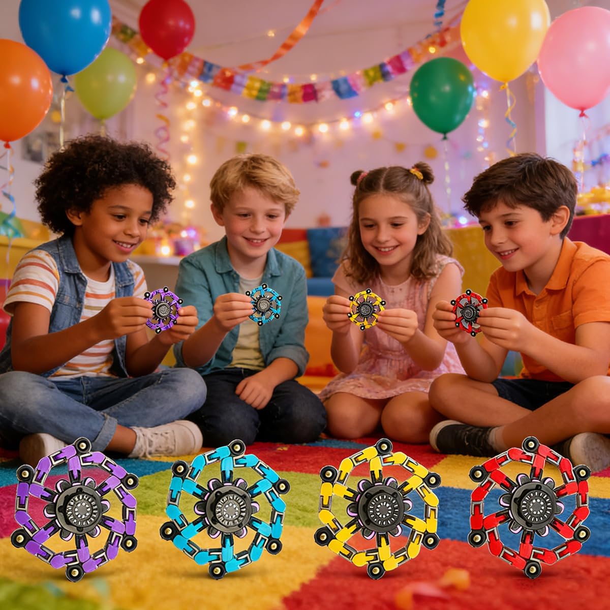 16 Pcs Transformable Fidget Toys with Gifts Box Sensory Stress Relief Toys Deformable Chain DIY Robot Toys for Kids Adults Easter Basket Stuffers Party Favors Halloween Birthday Classroom Prize Gifts