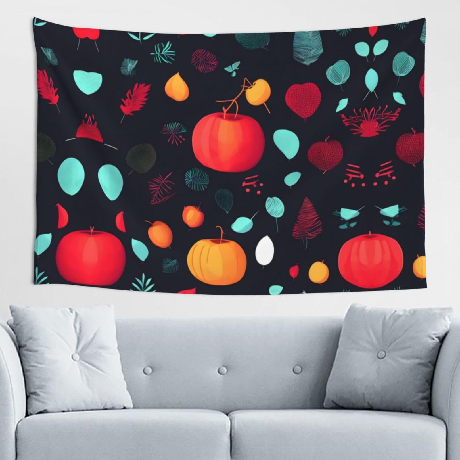 ZZYYDS Pumpkin Flowers Wall Decor Tapestry 60x40in, Wall Hanging, Home Decor, Dorm Decor, Porch Tapestry, etc.