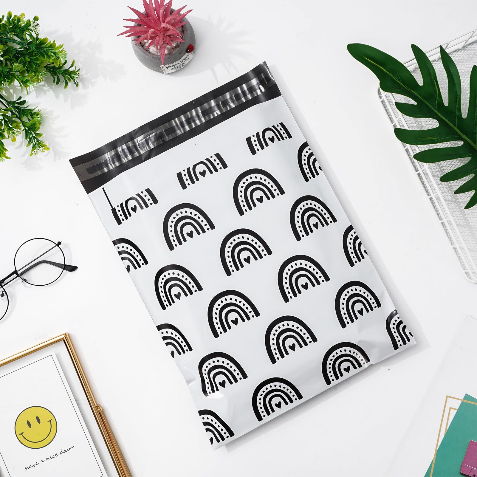 Whaline 100 Pcs Halloween Poly Mailers 10x13 Inch - Ghost Pumpkin Candy Design